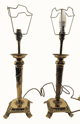 Lot 314 - PAIR OF FRENCH EMPIRE STYLE 20TH CENTURY GILT METAL DESK LAMPS