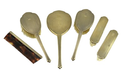 Lot 96 - 20TH CENTURY HALLMARKED SILVER 6 PIECE DRESSING TABLE SET