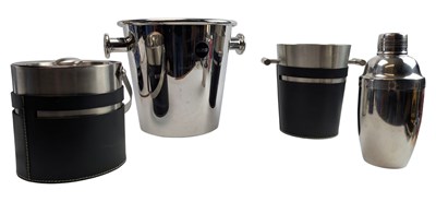 Lot 101 - ETTORE SOTTSASS X ALESSI - INOX WINE COOLER BUCKET T/W THREE MORE