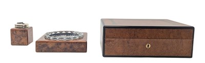Lot 115 - TRIADE, FRANCE - BIRD'S EYE MAPLE HUMIDOR T/W ASHTRAY & LIGHTER