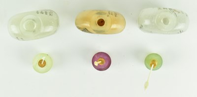 Lot 183 - THREE GLASS SNUFF BOTTLE BY WANG JIN 王晋 琉璃鼻烟壶 三个