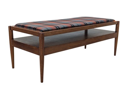 Lot 124 - MANNER OF PYE FRANKLIN - MID CENTURY RETRO TEAK TURNOVER TABLE BENCH