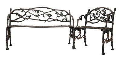 Lot 293 - TWO SERPENT & TWIG 19TH CENTURY PAINTED CAST IRON BENCHES
