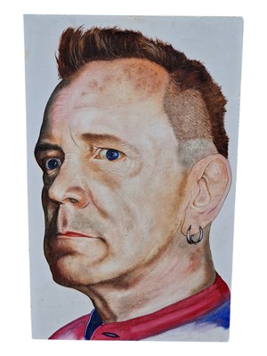 Lot 556 - ACRYLIC ON BOARD JOHNNY ROTTEN PAINTING
