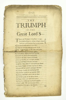 Lot 71 - 1701 THE TRIUMPH OF THE GREAT LORD S-. SCARCE PAMPHLET