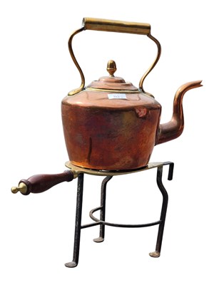 Lot 764 - 19TH CENTURY VICTORIAN BRASS TRIVET & COPPER KETTLE