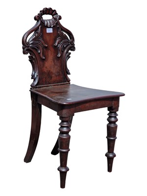 Lot 768 - VICTORIAN MAHOGANY HALL CHAIR