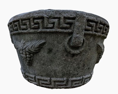 Lot 556 - 20TH CENTURY RECONSTITUTED STONE BUCKET GARDEN PLANTER