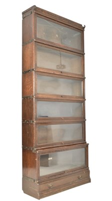 Lot 339 - GLOBE WERNICKE MANNER OAK WOOD LAWYERS SIX TIER BOOKCASE