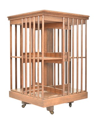 Lot 338 - VICTORIAN LATE 19TH CENTURY OAK WOOD REVOLVING BOOKCASE