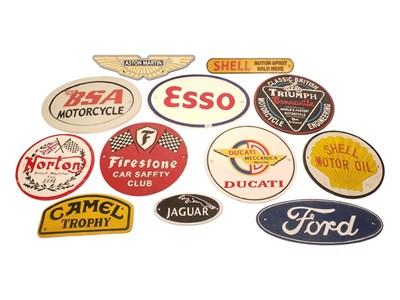 Lot 204 - COLLECTION OF TWELVE CAST AUTOMOBILIA SIGNS INCL FORD, DUCATI, ETC