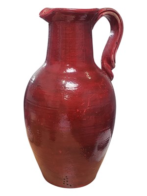 Lot 13 - 20TH CENTURY ITALIAN MAJOLICA FLOOR STANDING VASE IN RED COLOURWAY