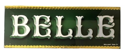 Lot 2 - BELLE - BRILLIANT SIGN CO - VICTORIAN STYLE GLASS PANEL SIGN