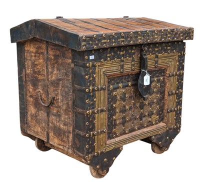 Lot 760 - EARLY 20TH CENTURY NORTH AFRICAN WHEELED TRUNK