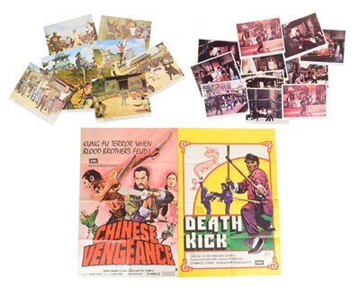 Lot 76 - CHINESE VENGEANCE / DEATH KICK (1970) - ORIGINAL QUAD & LOBBY CARDS