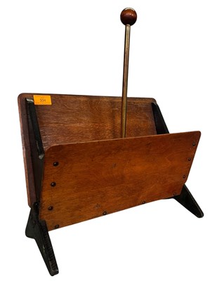Lot 334 - ITALIAN RETRO MID CENTURY TEAK & EBONISED WOOD ATOMIC MAGAZINE RACK