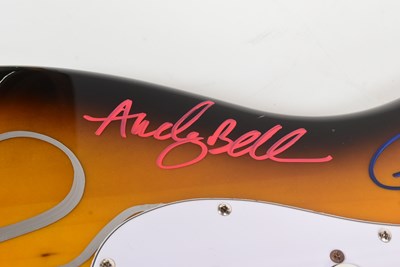 Lot 12 - OASIS (ENGLISH ROCK BAND) - RARE FULL BAND SIGNED GUITAR - AFTAL