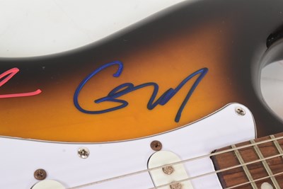 Lot 12 - OASIS (ENGLISH ROCK BAND) - RARE FULL BAND SIGNED GUITAR - AFTAL