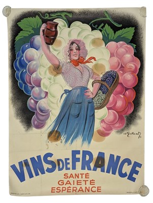Lot 1 - AFTER ANDRE GALLAND (1886-1965) - VINS DE FRANCE - LITHOGRAPHIC POSTER