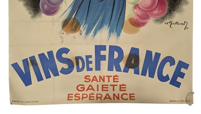 Lot 1 - AFTER ANDRE GALLAND (1886-1965) - VINS DE FRANCE - LITHOGRAPHIC POSTER