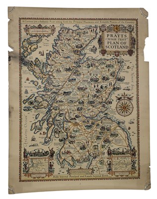 Lot 37 - SPRATTS HIGH TEST PLAN OF SCOTLAND - 1930S COLOURED ROAD MAP