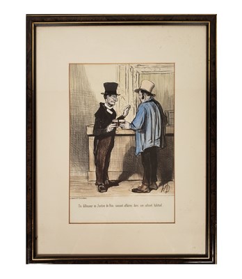 Lot 724 - AFTER HONORE DAUMIER - 19TH CENTURY HAND COLOURED LITHOGRAPH