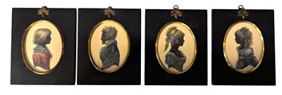 Lot 105 - FOUR GOUACHE & WATERCOLOUR SILHOUETTES PORTRAITS BY TURVILLE
