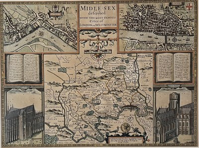 Lot 309 - MIDDLESEX - JOHN NORDEN & JOHN SPEED C.1720 HAND COLOURED MAP