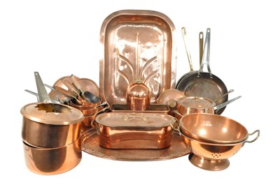 Lot 234 - LARGE COLLECTION OF 20TH CENTURY COPPER PANS, ETC