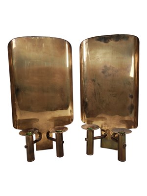 Lot 227 - HANS-AGNE JAKOBSSON - PAIR OF 1960S BRASS CANDELABRA SCONCES