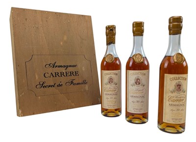 Lot 208 - COLLECTION CARRERE - BOXED SET OF THREE AGED ARMAGNAC