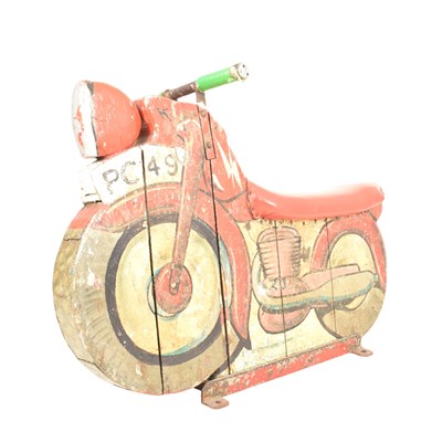 Lot 113 - VINTAGE CIRCA 1930S PAINTED WOOD FAIRGROUND MOTORCYCLE