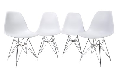 Lot 662 - FOUR BRITISH MODERN DESIGN PLASTIC & CHROME EIFFEL CHAIRS