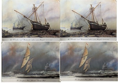 Lot 44 - FOUR VINTAGE MARITIME PRINTS ON APPER AFTER PETER LEATH ORIGINALS