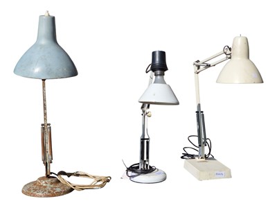 Lot 664 - THREE VINTAGE 20TH CENTURY ANGLEPOISE STYLE LAMPS