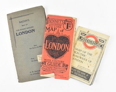 Lot 226 - LONDON. THREE EARLY 20TH CENTURY MAPS OF LONDON INCL. UNDERGROUND