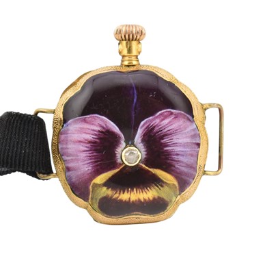 Lot 1 - 18CT GOLD, DIAMOND & ENAMEL SET PENDANT WATCH - MANNER OF FABERGE