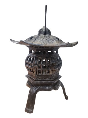 Lot 212 - EARLY 20TH CENTURY JAPANESE CAST IRON PAGODA LANTERN