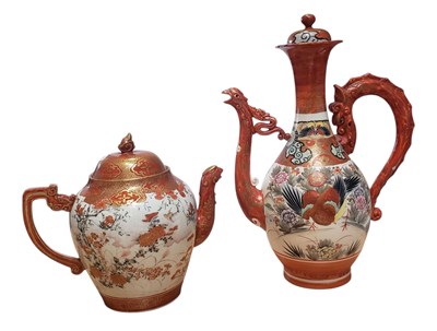 Lot 17 - JAPANESE MEIJI PERIOD KUTANI PORCELAIN TEAPOT AND EWER