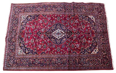 Lot 425 - 20TH CENTURY CENTRAL PERSIAN KASHAN WOOLEN CARPET RUG