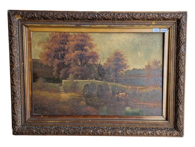 Lot 999 - GEORGE FREDERICK HARRIS - EARLY 20TH CENTURY OIL ON CANVAS LANDSCAPE