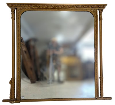 Lot 313 - FRENCH LOUIS XVI STYLE 19TH CENTURY GILTWOOD & GESSO OVERMANTEL MIRROR