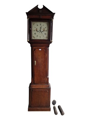 Lot 767 - 19TH CENTURY OAK LONGCASE 8-DAY CLOCK