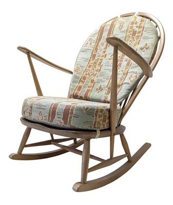 Lot 348 - ERCOL - VINTAGE MID CENTURY BEECH AND ELM ROCKING CHAIR