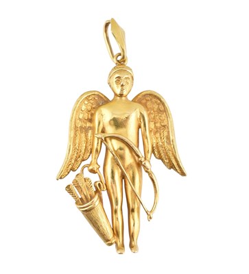 Lot 127 - 18CT GOLD GREEK NECKLACE PENDANT IN THE FORM OF EROS