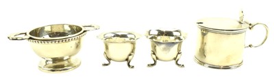 Lot 57 - HALLMARKED SILVER TABLE CONDIMENTS INCLUDING EDWARD VII TABLE SALT