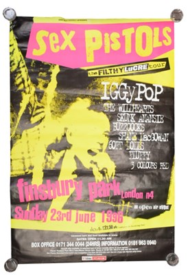 Lot 17 - SEX PISTOLS (BAND) - ORIGINAL 1996 FINSBURY PARK CONCERT POSTER