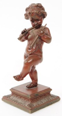 Lot 223 - AFTER HENRI DUMAIGE - 19TH CENTURY BRONZE PUTTI FIGURE