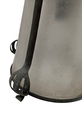Lot 399 - ART NOUVEAU WROUGHT IRON & VASELINE GLASS CEILING PORCH LANTERN