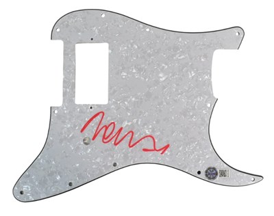 Lot 116 - JOHN TAYLOR (BASSIST) - DURAN DURAN - SIGNED GUITAR SCRATCHPLATE - AFTAL